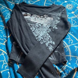 Black and grey long sleeve with sparkle design